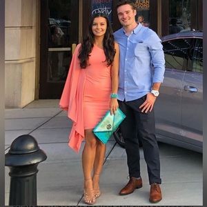 One shoulder flowy peach dress size XS